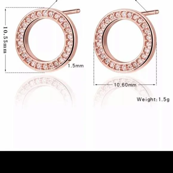 New Luxury 18k Rose Gold Diamond Stud Earrings - Picture 3 of 4